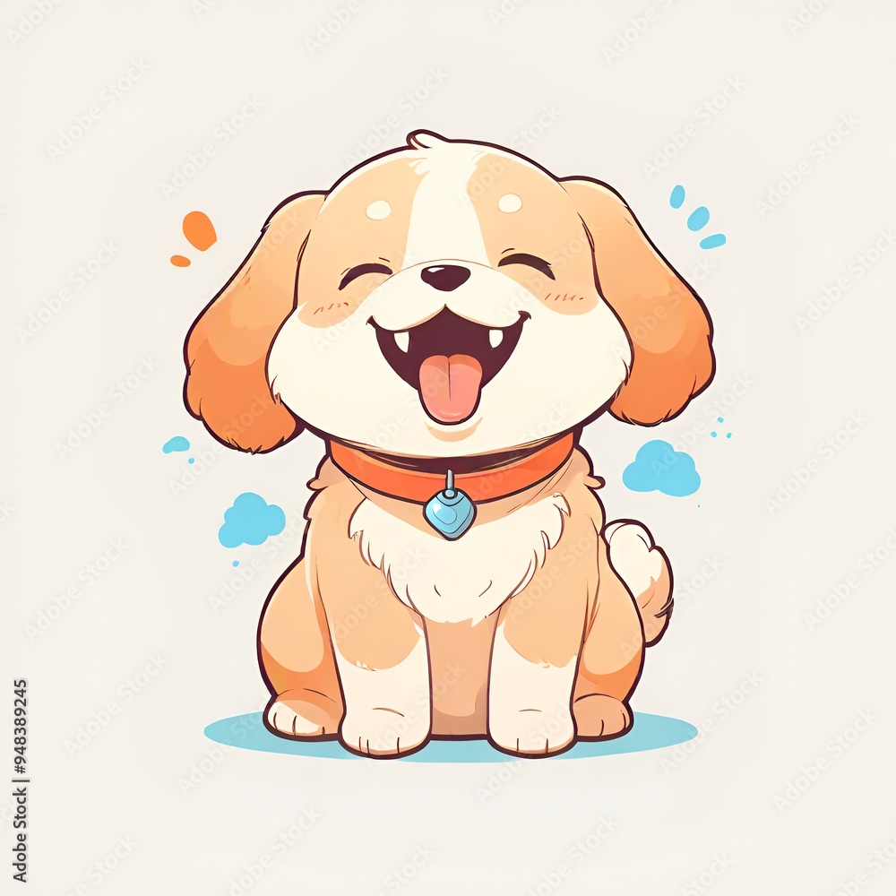 Cute Cartoon Puppy with Happy Expression Cute Cartoon Puppy with Happy Expression