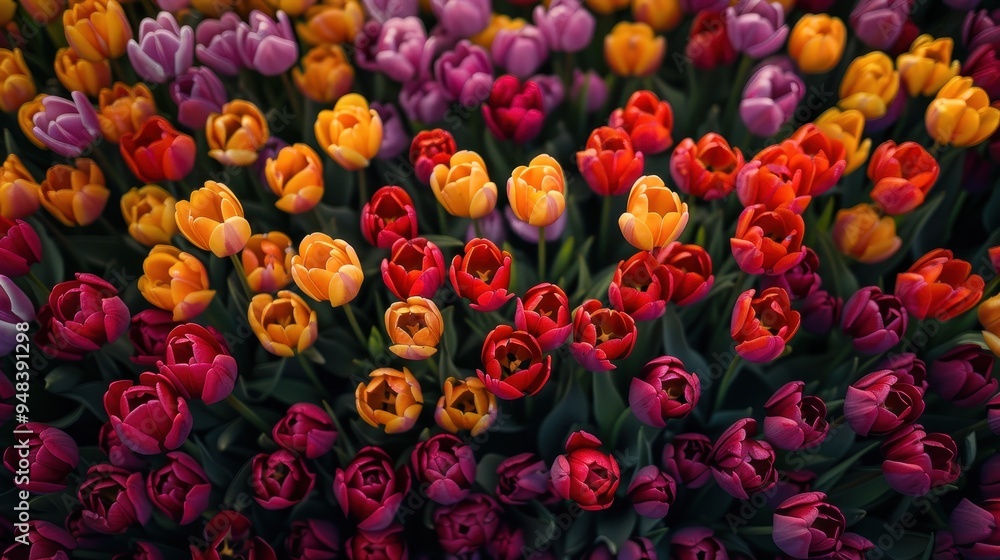 Close-up of a Bouquet of Multicolored Tulips Close-up of a Bouquet of Multicolored Tulips