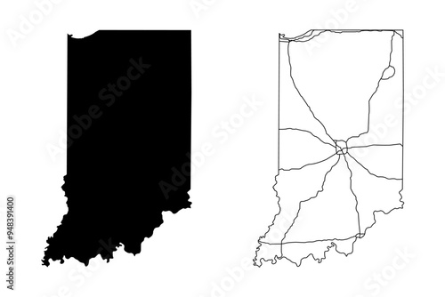 Indiana State Border With Interstate Highway Lines