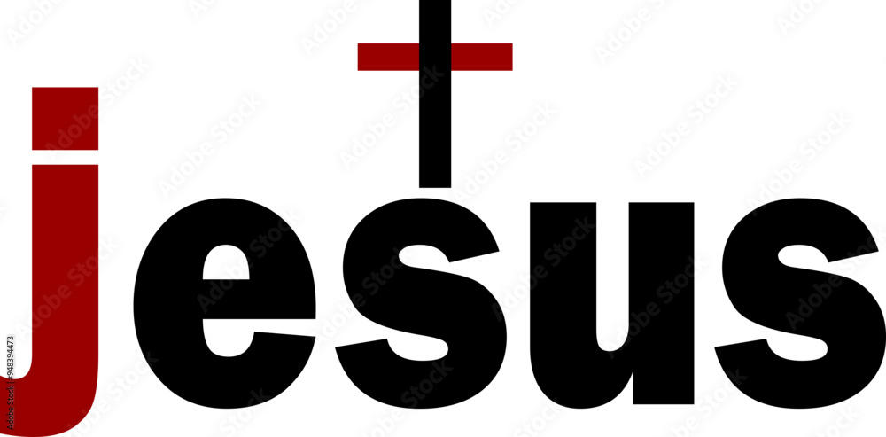 Obraz premium Christian God Jesus Typography Vector Image