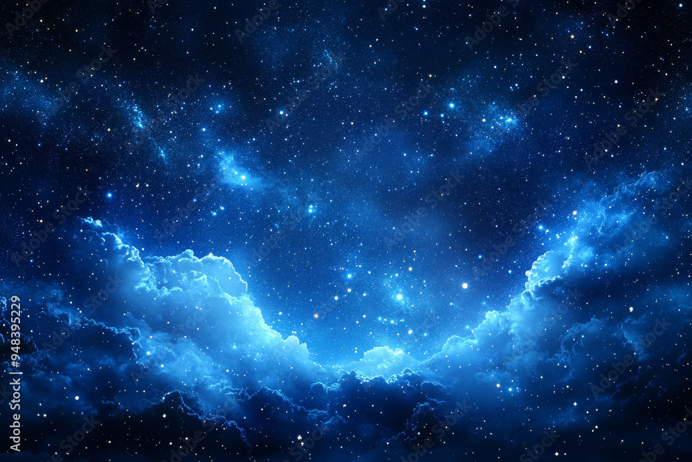A blue sky with clouds and stars A blue sky with clouds and stars