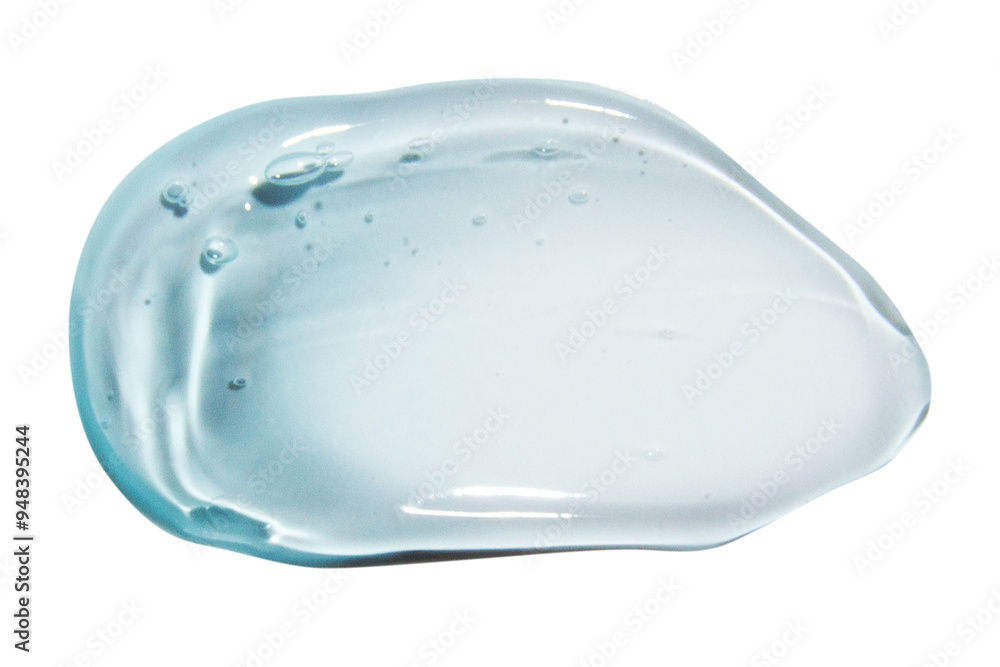 A smear of transparent blue gel. On a blank background. A smear of transparent blue gel. On a blank background.