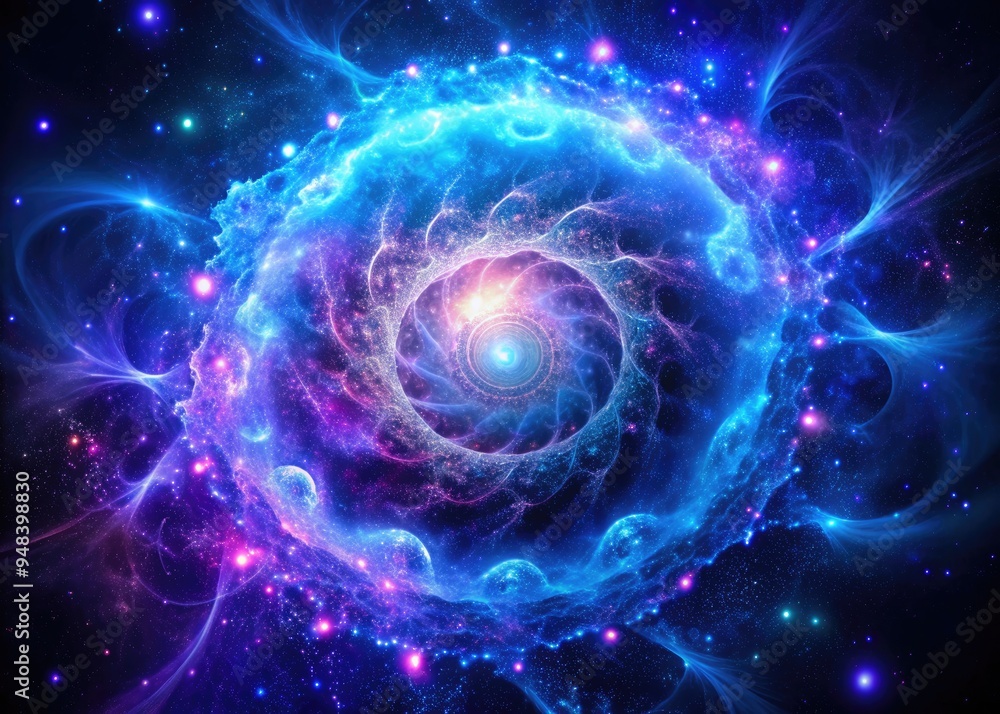 Cosmic Microbe Nebula: Technical, Cosmic, Deep Purple and Blue, Spiral Patterns Cosmic Microbe Nebula: Technical, Cosmic, Deep Purple and Blue, Spiral Patterns