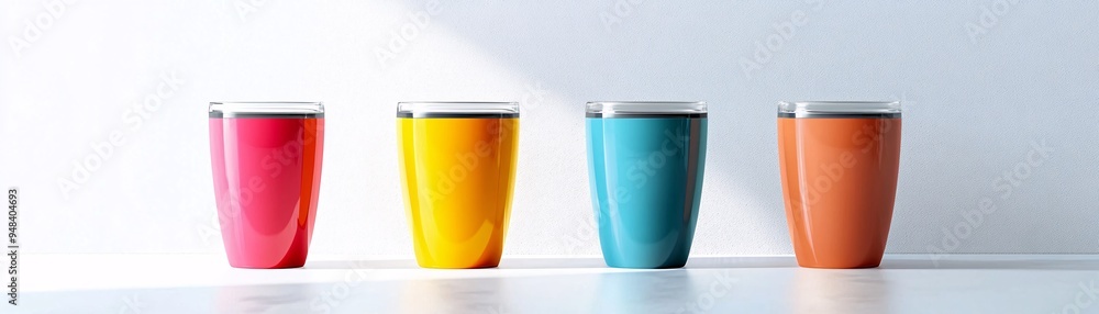 Glossy tumbler mockup with a soft-touch finish vibrant color and minimalist design Glossy tumbler mockup with a soft-touch finish vibrant color and minimalist design