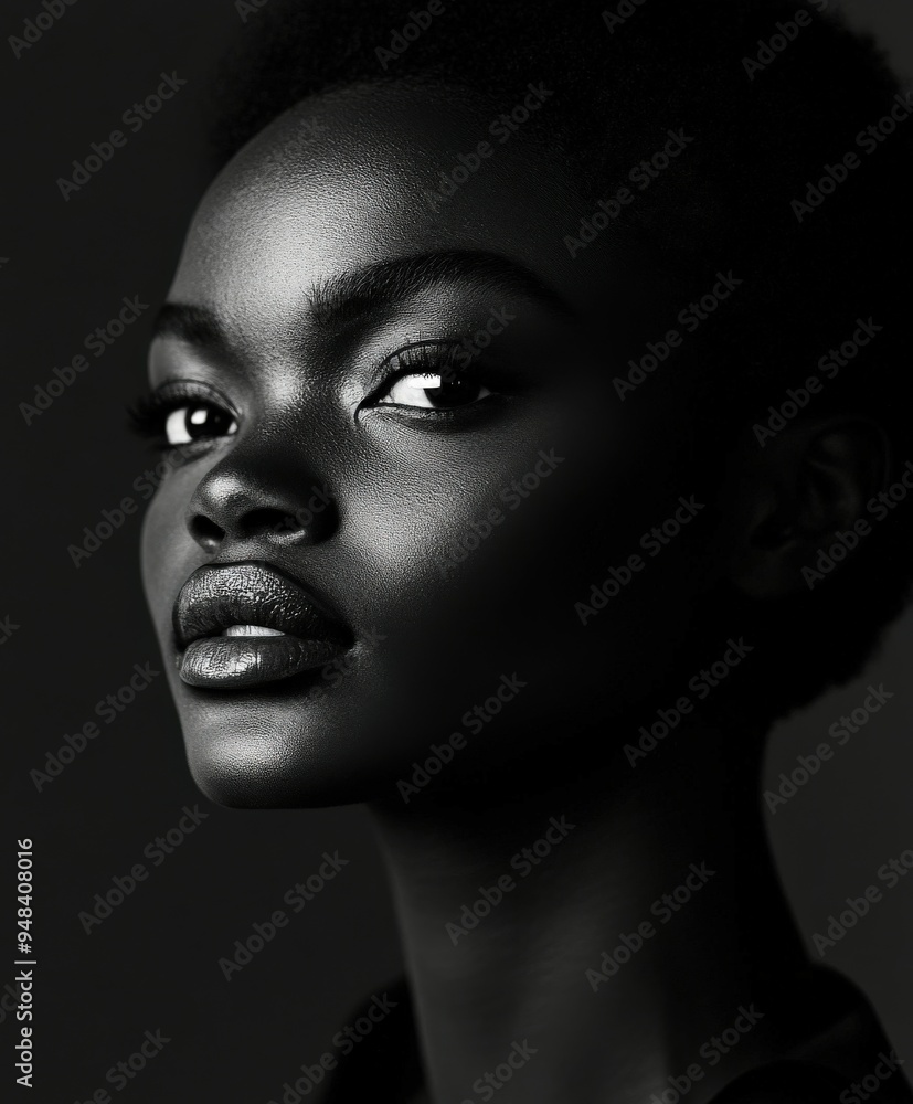 Stunning black and white portrait of a woman with striking features Stunning black and white portrait of a woman with striking features