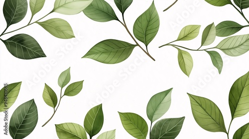 Green Leaf Pattern Background with Lush Foliage