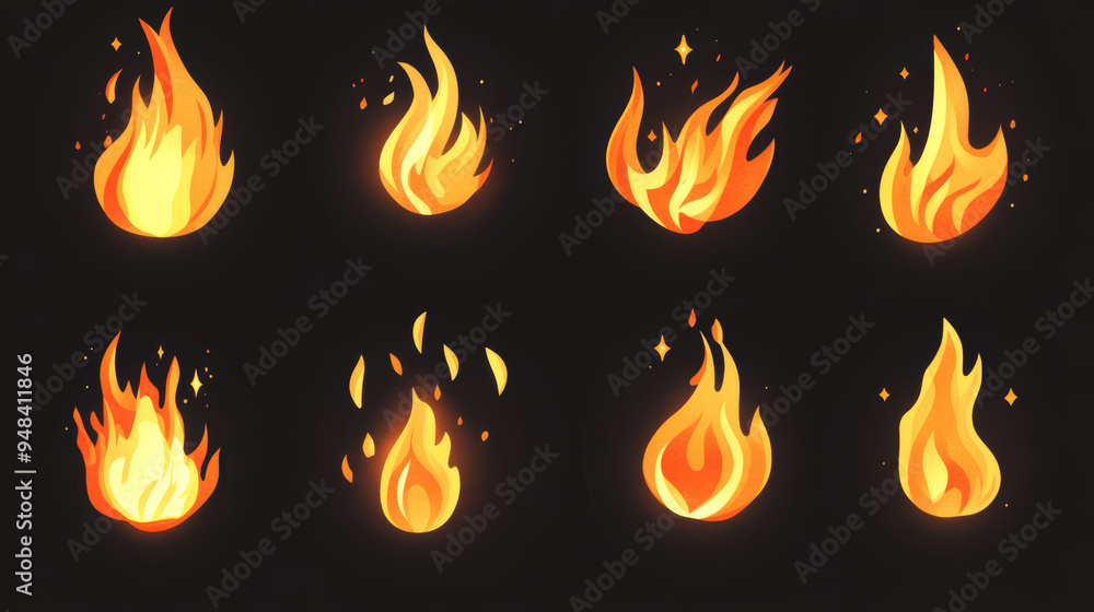 Collection of fire icons and symbols, illustrated in vector format. Collection of fire icons and symbols, illustrated in vector format.