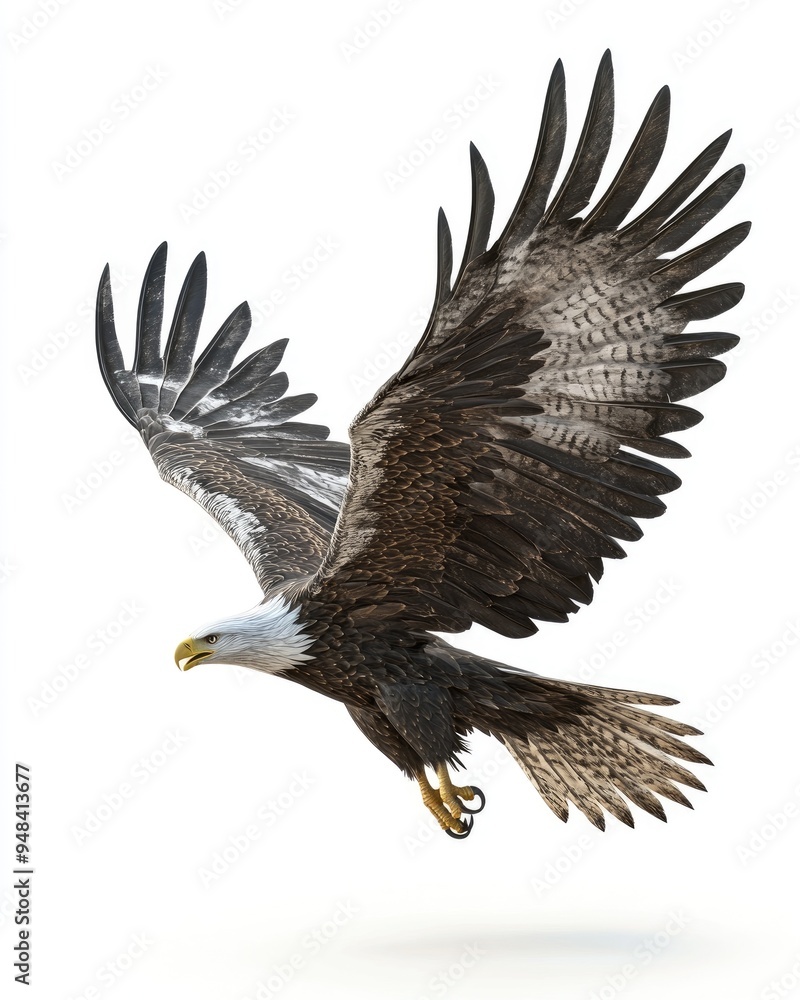 Obraz premium 3D illustration of a deep sea eagle in an attacking pose against a white background