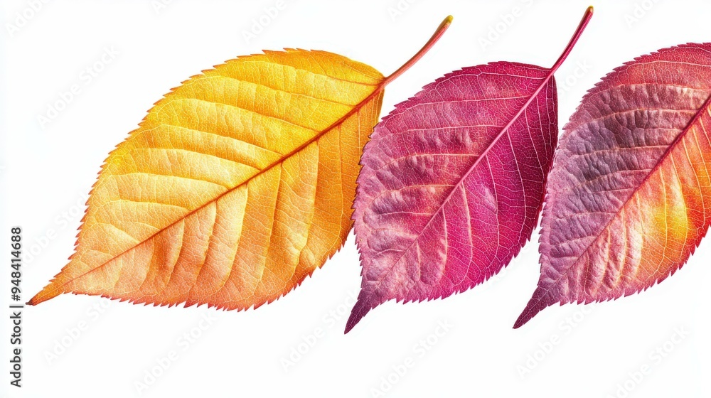 Obraz premium Colorful autumn leaves showcasing vibrant hues of red and orange