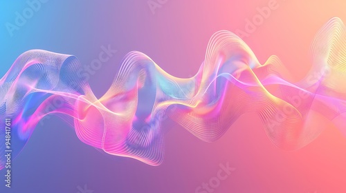 A stylized graphic of frequency waves, featuring a series of overlapping curves and peaks in vibrant hues, set against a gradient backdrop, evoking a sense of communication and connectivity