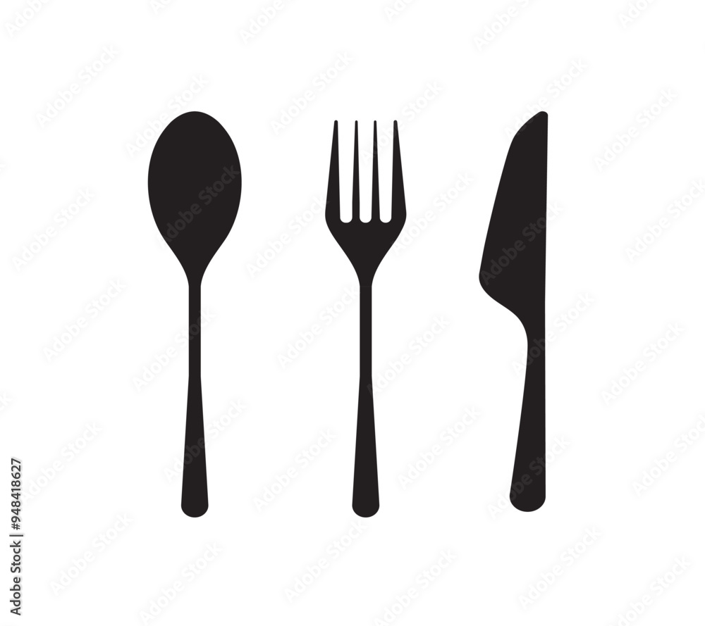 Fork and spoon icon, knife icon. cutlery icon set. Menu symbol. Restaurant icon on white background. vector Illustration. Fork and spoon icon, knife icon. cutlery icon set. Menu symbol. Restaurant icon on white background. vector Illustration.