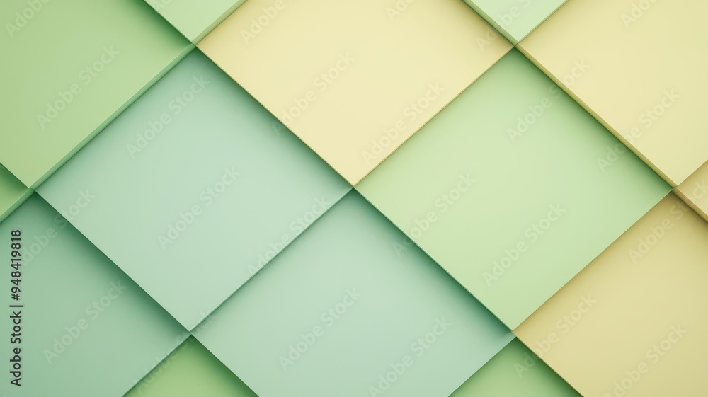 Fototapeta premium Geometric design in vibrant greens and yellows, telling a story of life and energy
