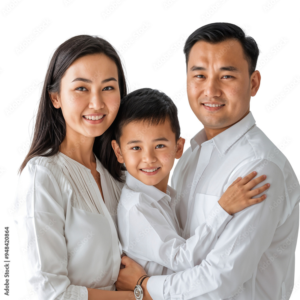 Portrait of a happy family smiling together, showing the love and care, isolated on a transparent background Portrait of a happy family smiling together, showing the love and care, isolated on a transparent background