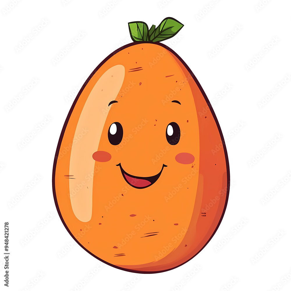 Fototapeta premium Cute Sweet potato vegetable Food Cartoon Sticker on transparent background, generated ai