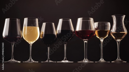 Wine Glasses on a Black Background