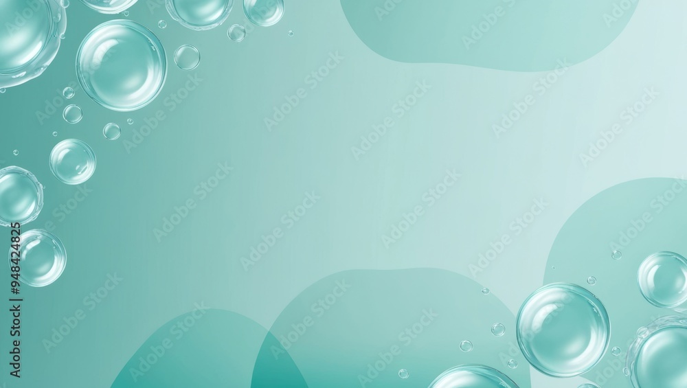 The image features an abstract design with bubbles on a gradient turquoise background The image features an abstract design with bubbles on a gradient turquoise background