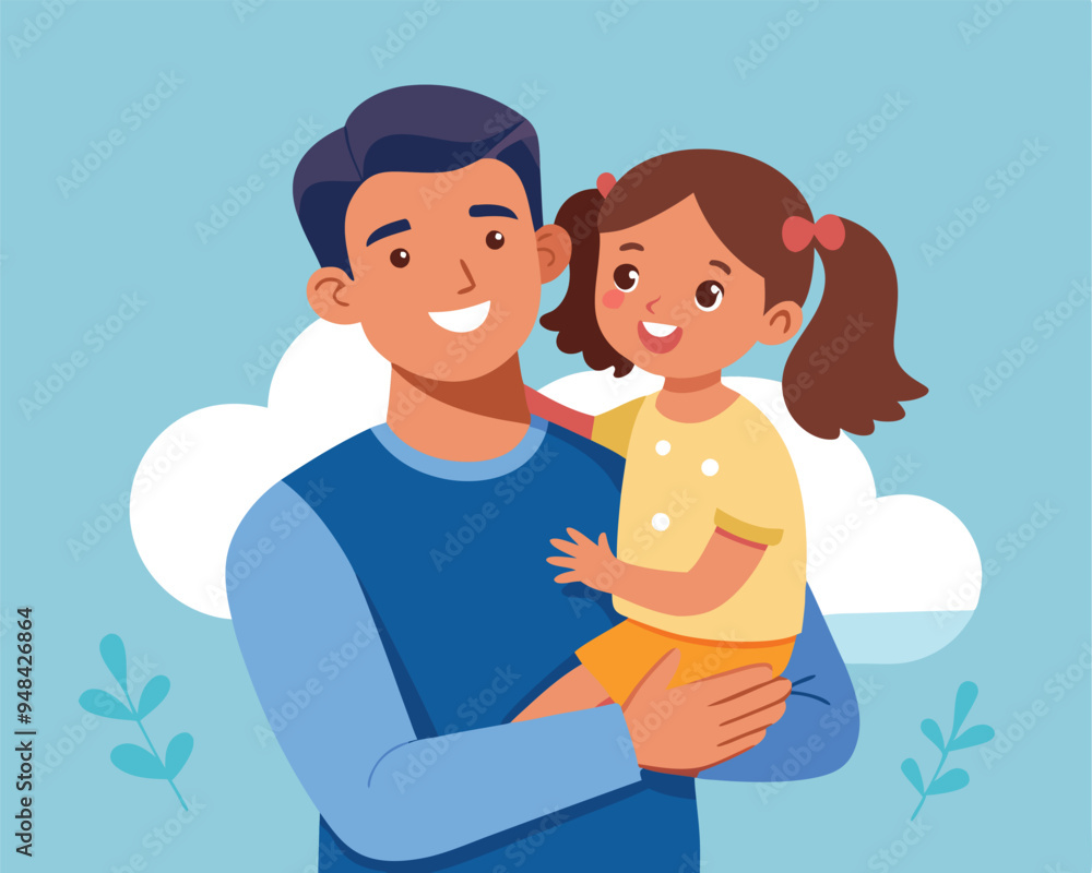 happy daughter in dad arms vector illustration flat style happy daughter in dad arms vector illustration flat style