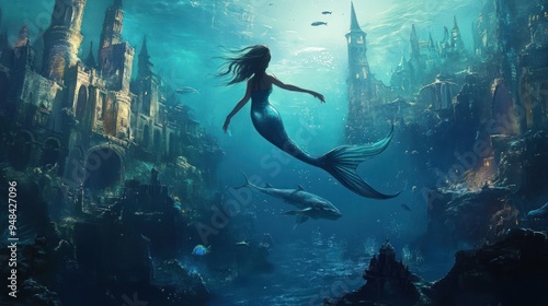 Mermaid in Underwater City photo