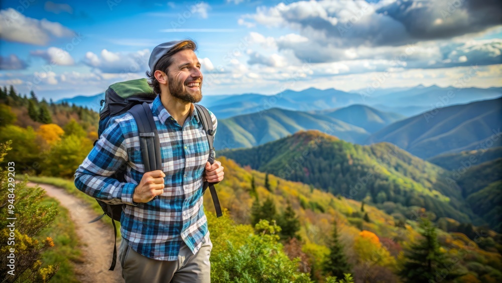 Naklejka premium happy+hiking+north+carolina