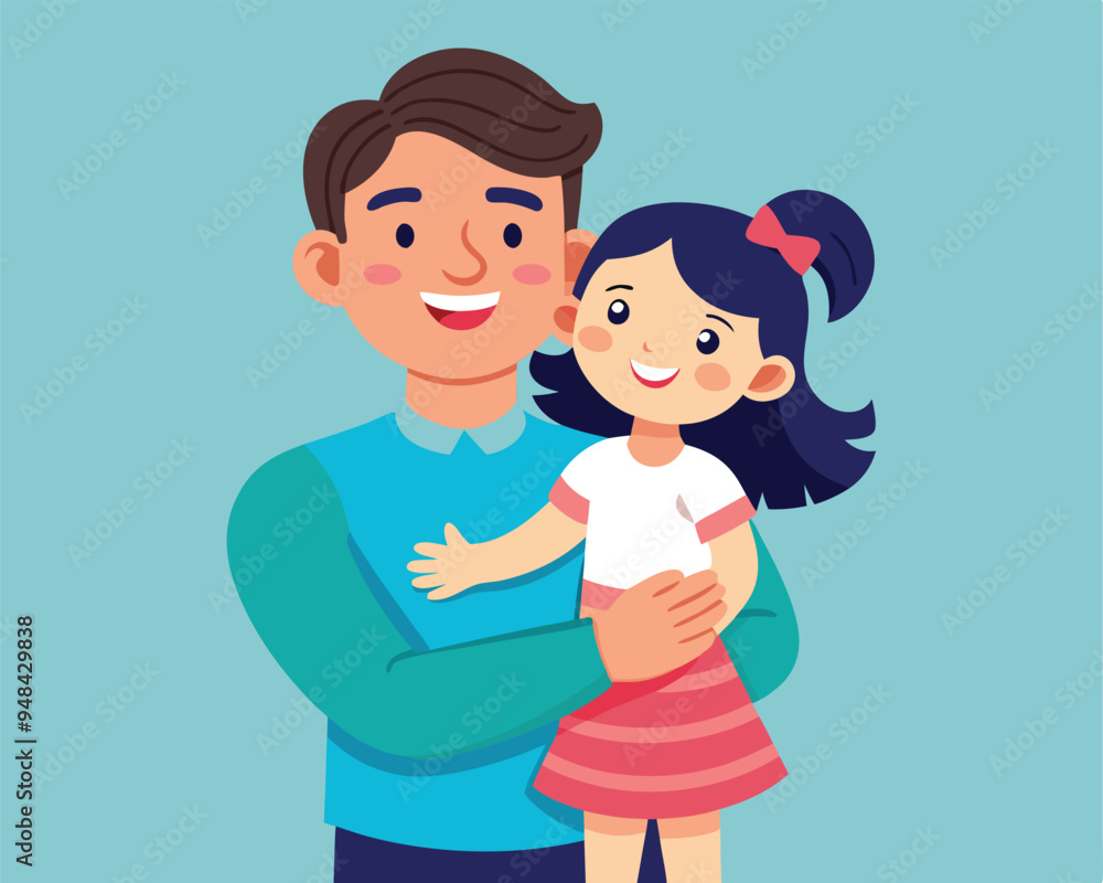 happy daughter in dad arms vector illustration flat style happy daughter in dad arms vector illustration flat style