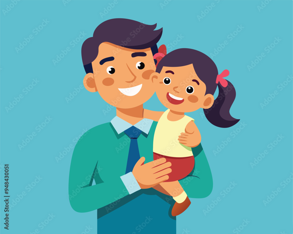 happy daughter in dad arms vector illustration flat style happy daughter in dad arms vector illustration flat style