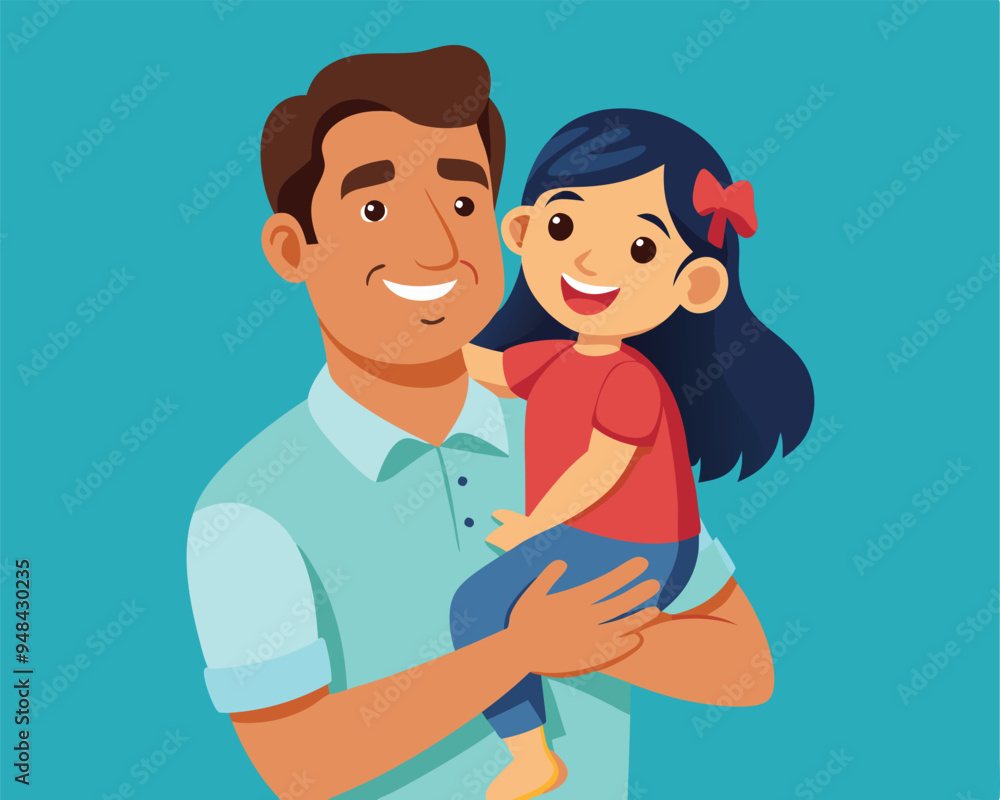 happy daughter in dad arms vector illustration flat style happy daughter in dad arms vector illustration flat style
