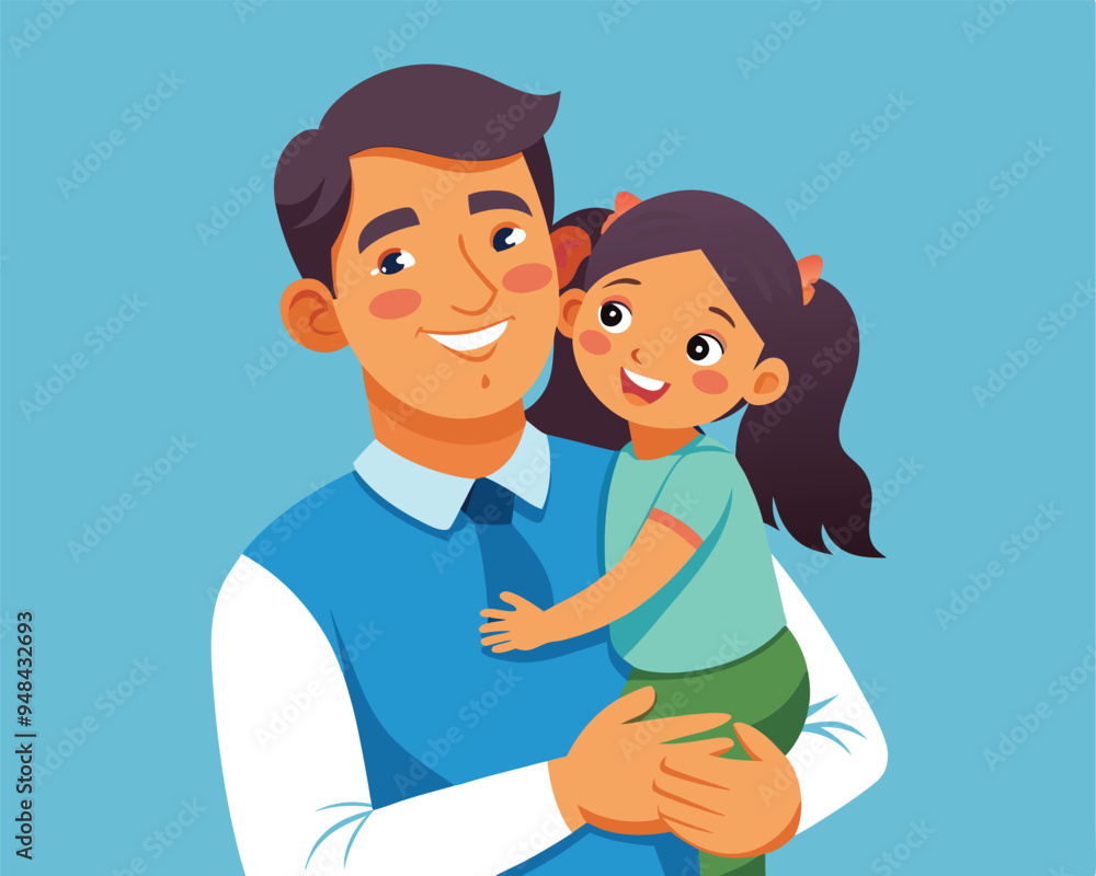 happy daughter in dad arms vector illustration flat style happy daughter in dad arms vector illustration flat style