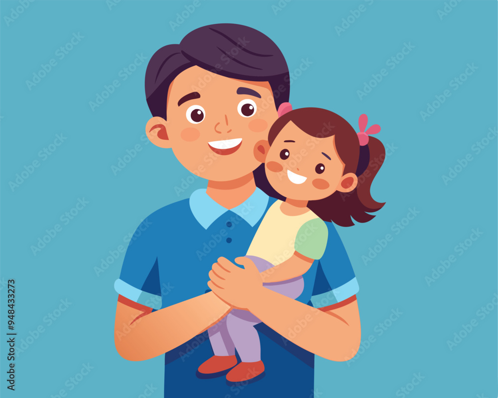 happy daughter in dad arms vector illustration flat style happy daughter in dad arms vector illustration flat style
