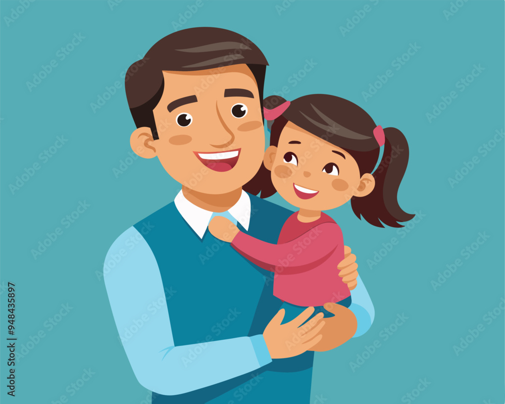 happy daughter in dad arms vector illustration flat style happy daughter in dad arms vector illustration flat style