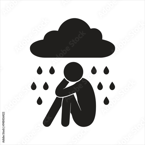 Depression, sadness, rain icon