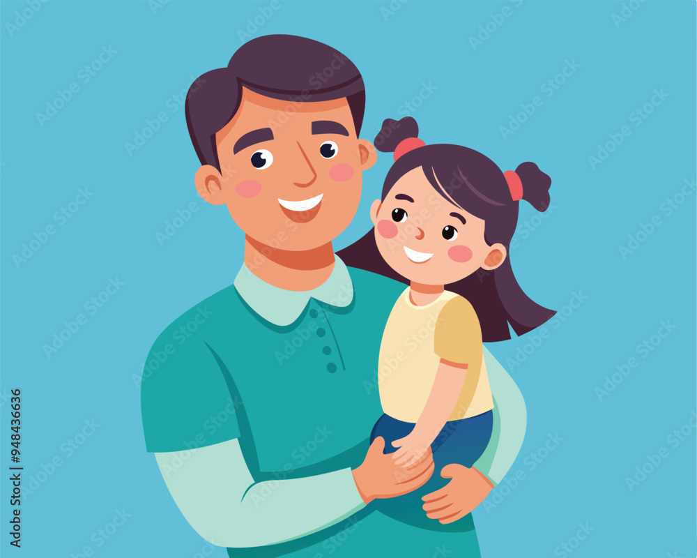 happy daughter in dad arms vector illustration flat style happy daughter in dad arms vector illustration flat style