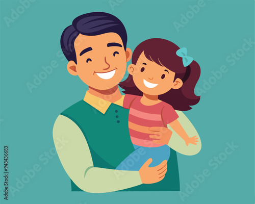 happy daughter in dad arms vector illustration flat style