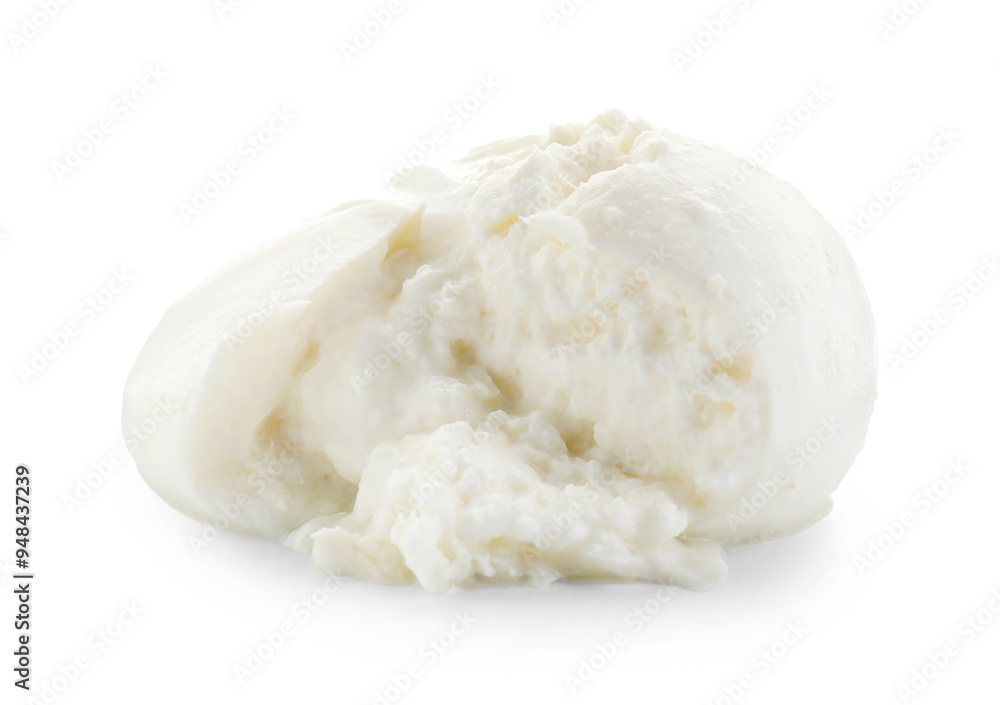 Fresh delicious burrata cheese isolated on white Fresh delicious burrata cheese isolated on white