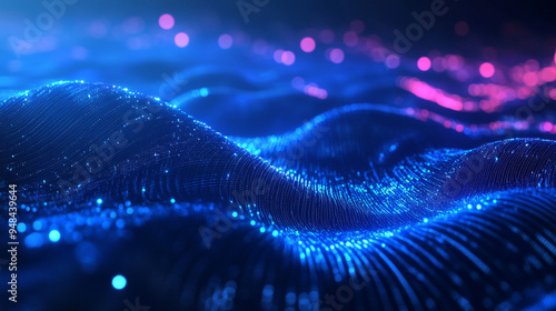 Stunning abstract wave technology background with blue light digital effects, ideal for a corporate concept. 