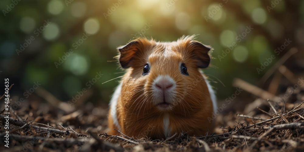 Curious Guinea Pig Peeking From Its Nest. Curious Guinea Pig Peeking From Its Nest.