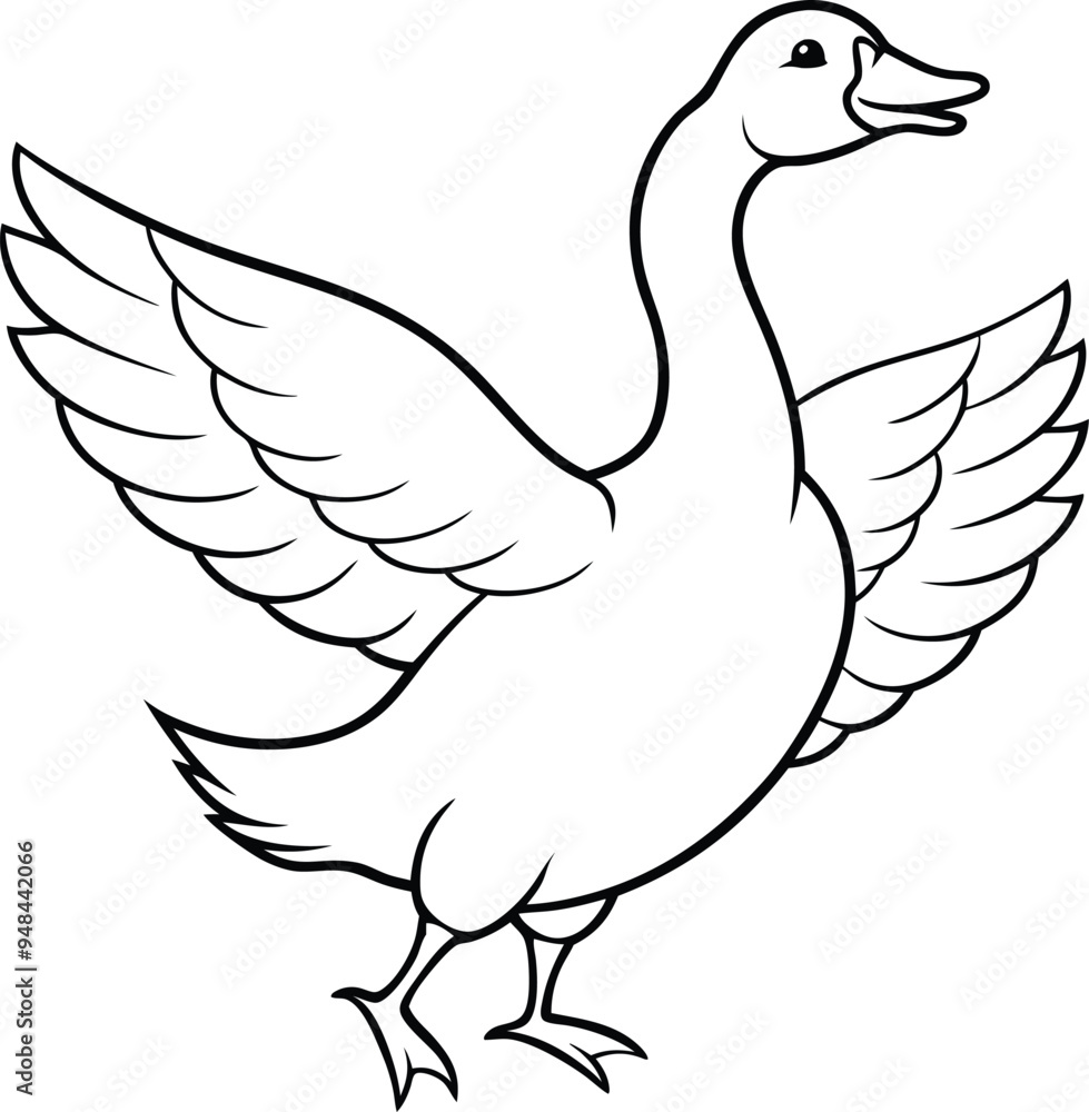 Obraz premium Elegant happy swan line art showcasing graceful curves and serene beauty perfect for a minimalist design