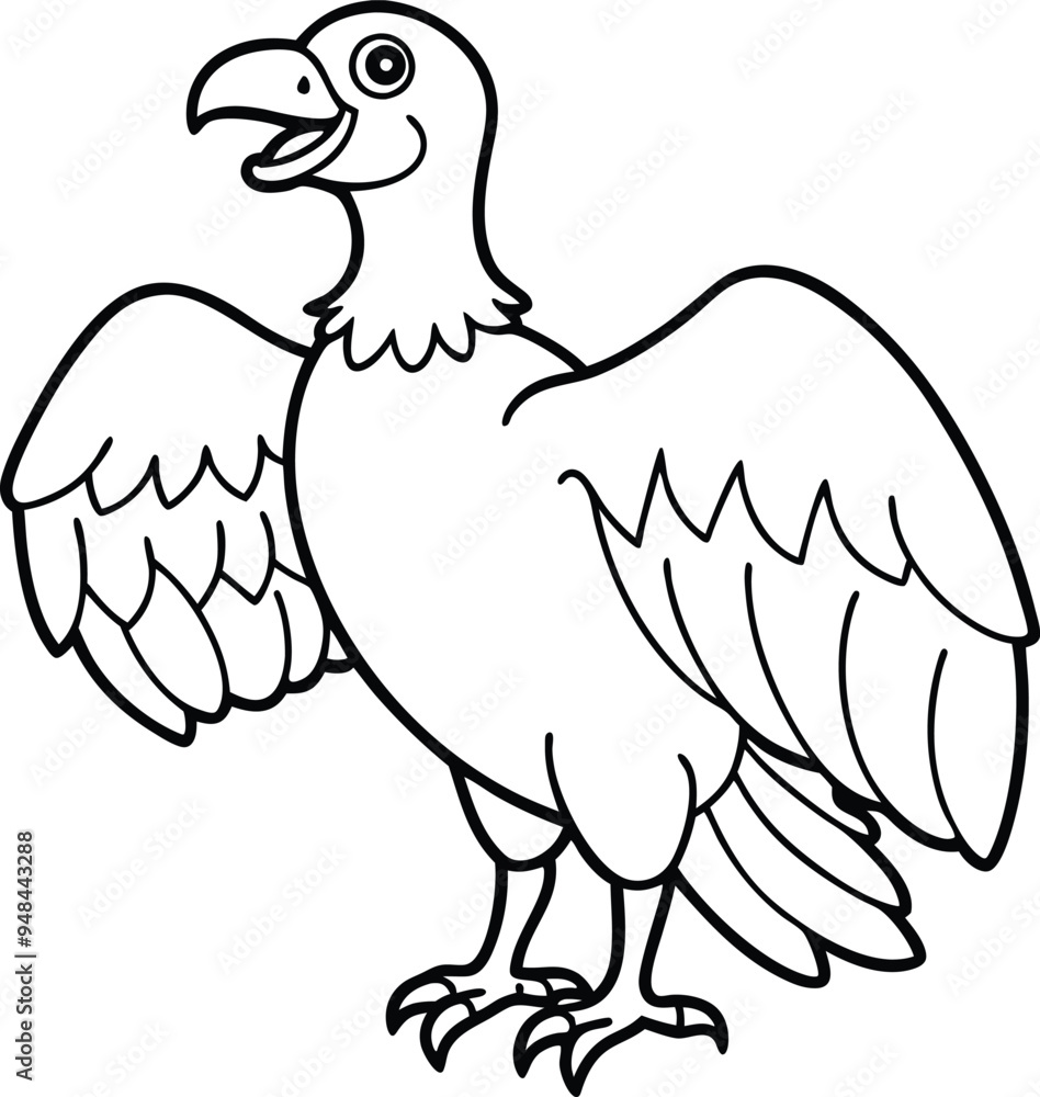 Vibrant vulture with wings spread wide in minimalist line art
Vibrant vulture with wings spread wide in minimalist line art