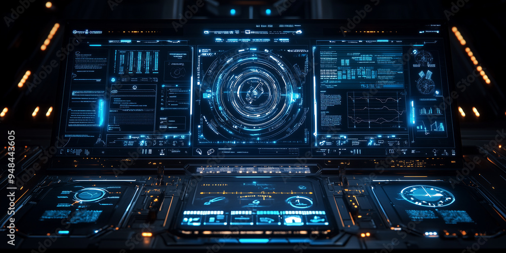 Fototapeta premium Digital virtual screen with a compliance checklist and modern design elements.