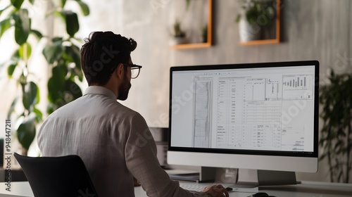 photo-realistic, cost estimation for a wind turbine project, engineers analyzing data, modern office setting, advanced software, precise details, ultra-realistic lighting and shadows,