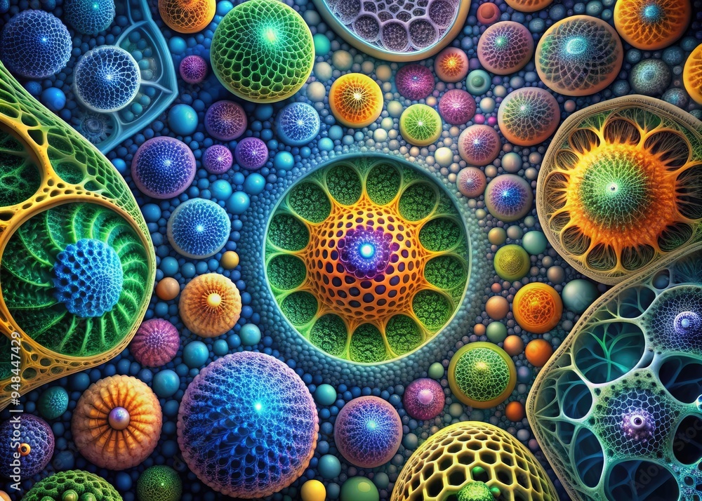 Fractal Fascination: Visual representations of cellular structures through fractal patterns, revealing the self-similarity and complexity of nature. Fractal Fascination: Visual representations of cellular structures through fractal patterns, revealing the self-similarity and complexity of nature.