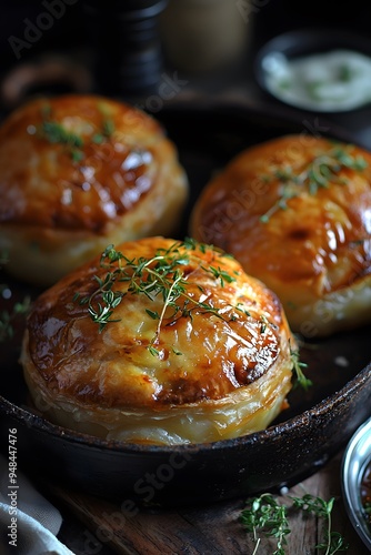 Knish - Dough pockets filled with mashed potatoes, meat, or cheese. photo