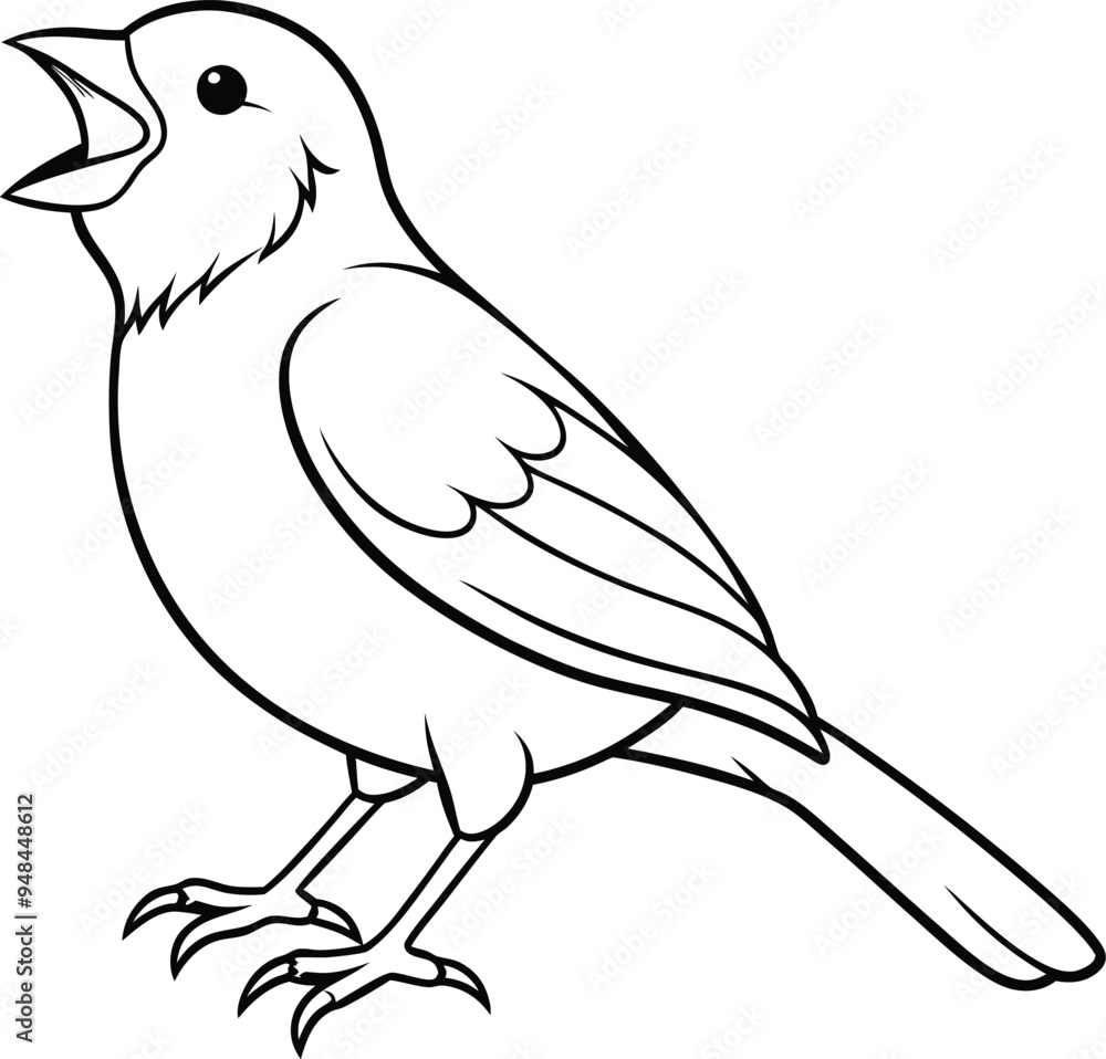 Obraz premium Chirping canary vector displays a lively yellow bird perched and singing happily 
