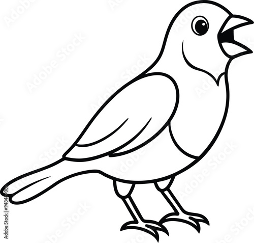 Vector of a chirping canary features a bright yellow bird in a cheerful pose
