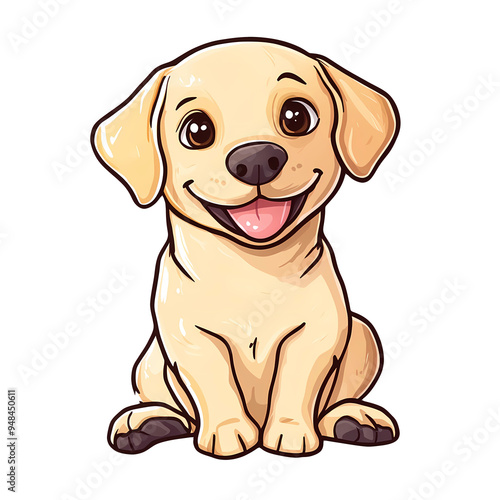 Cute Labrador Retriever dog Kawaii Sticker on transparent background, generated ai