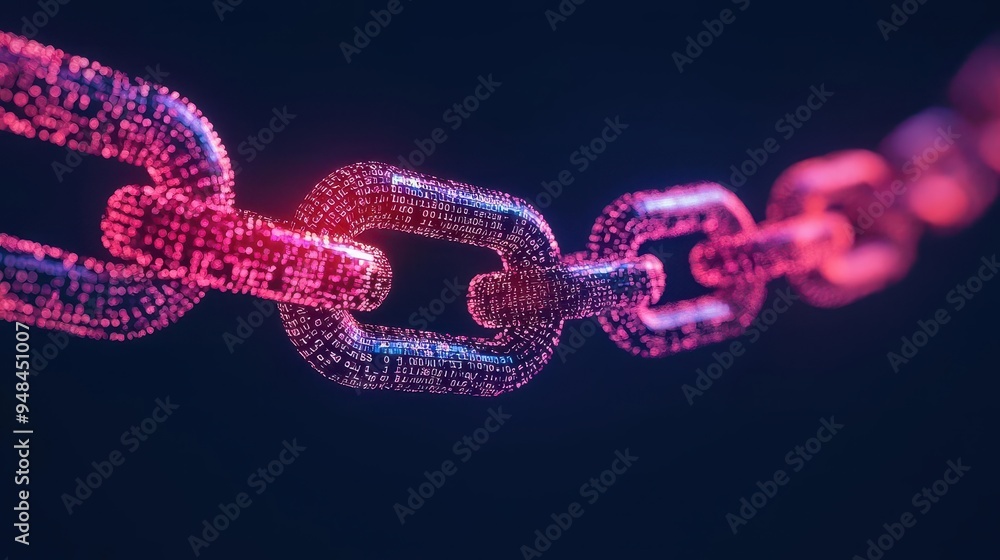 Cybersecurity represented by a glowing, unbreakable chain of code links, cybersecurity, digital security chain Cybersecurity represented by a glowing, unbreakable chain of code links, cybersecurity, digital security chain
