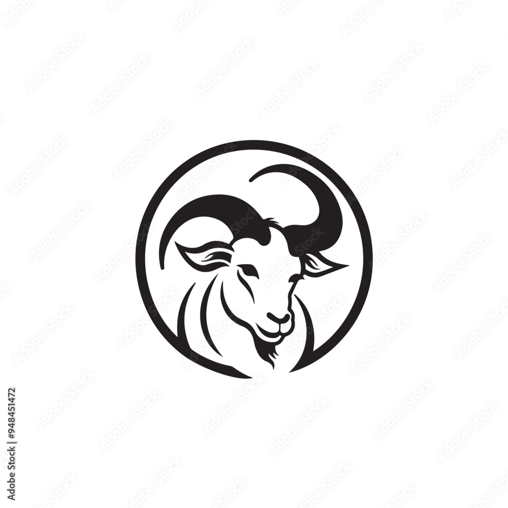 Goat Logo or Symbol Combined with Circle Vector Illustration for Branding and Design isolated on transparent background. Goat Logo or Symbol Combined with Circle Vector Illustration for Branding and Design isolated on transparent background.