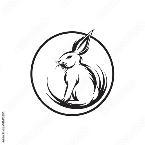 Arctic Hare Vector Logo Design. Vector illustration of  arctic hare isolated on blue background.