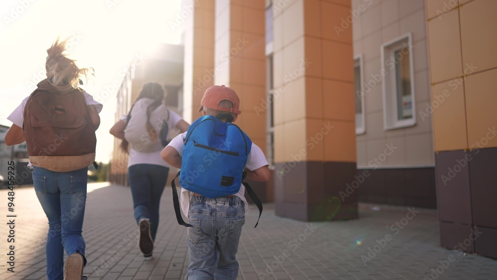 A group of girls running back to school. Bag elementary happy concept. Children running around in a backpack at school. A group of children running lifestyle back to school with their backpacks. A group of girls running back to school. Bag elementary happy concept. Children running around in a backpack at school. A group of children running lifestyle back to school with their backpacks.