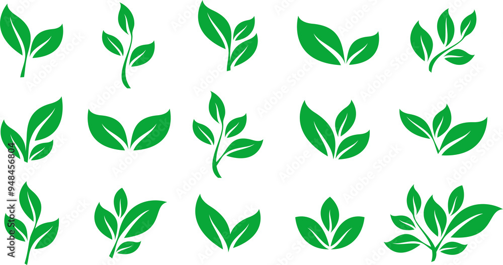 Green leaf icons set. Leaf Icon pack. Leaves icon on isolated background. Collection green leaf. Elements design for natural, eco, vegan, bio labels.green leaf ecology nature element vector Green leaf icons set. Leaf Icon pack. Leaves icon on isolated background. Collection green leaf. Elements design for natural, eco, vegan, bio labels.green leaf ecology nature element vector