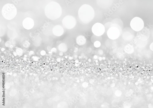 White sparkle shiny wrapping paper background with silver glitter texture, for Christmas holiday seasonal wallpaper decoration, greeting cards, and wedding invitations